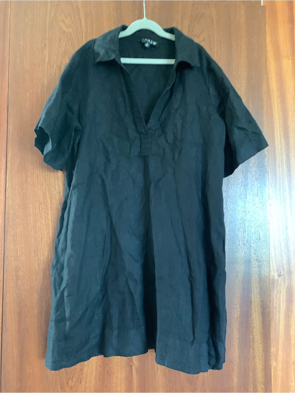 J. Crew Black Short-Sleeve Polo Linen Dress